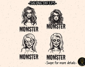 Halloween Spooky Mama Momster SVG Cut File Cricut Clipart