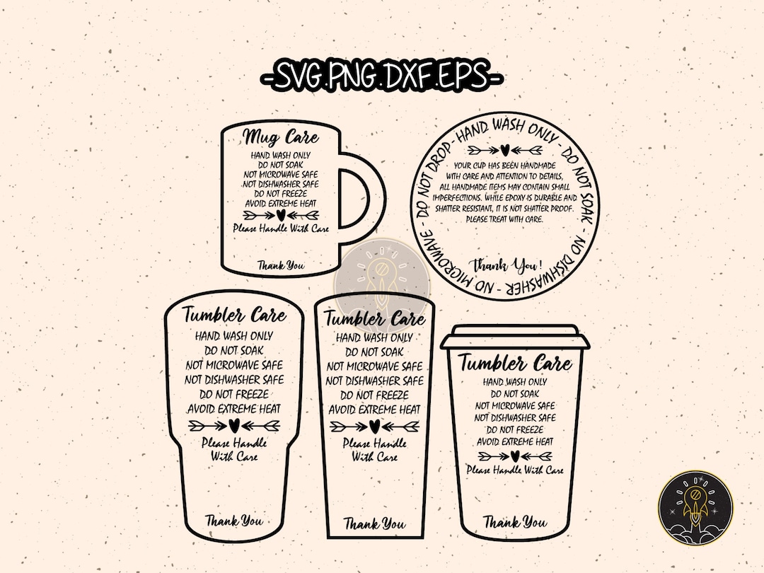 Tumbler Cup Instruction Label Care Card SVG Cricut Cut File Etsy