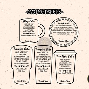 Tumbler Cup Instruction Label Care Card SVG Cricut Cut File