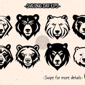 Bear Face Animal Mascot SVG Cricut Cut File Clipart PNG Silhouette Cameo