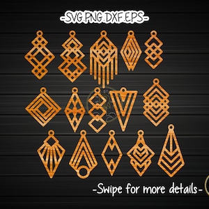 Geometric Earring Template SVG Laser Cut File | Wood Leather Earring
