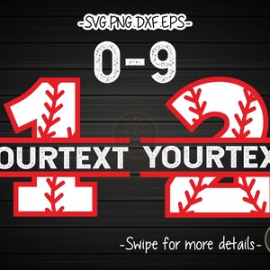 Baseball Split Monogram Numbers SVG Cut File Cricut