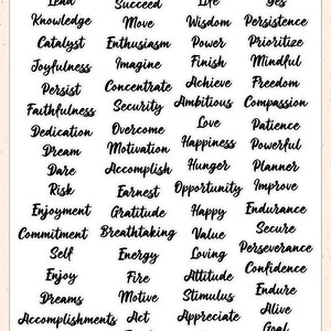 Printable Inspirational Motivational Words Stickers Embellishments for Journals, Words Quotes