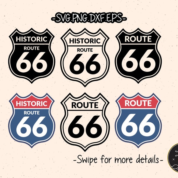 U.S. Highway Historic Route 66 Logo Sign SVG Cricut Cut File Clipart