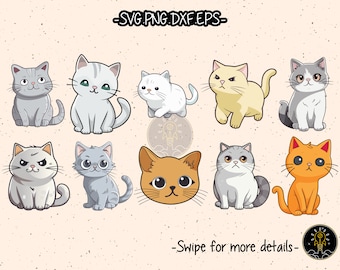 Cute Kitten Clipart: Cat SVG Cut File (Digital Download)