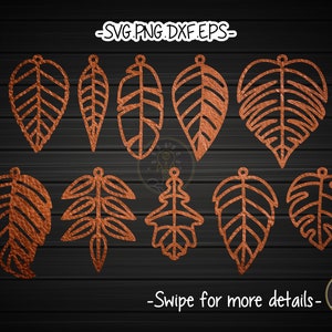 Leaf Earring Template SVG Laser Cut File | Wood Leather Earring
