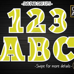 Tennis Ball Team Zahlen Buchstabe Schriftart Alphabet SVG Cricut Cut File