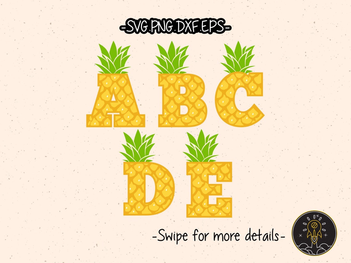 Piña Número Letra Fuente Alfabeto SVG Cricut Cortar Archivo Clipart ...
