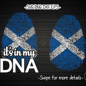 Scotland Scottish Flag It&#39;s In My DNA Fingerprint SVG Cut File Cricut Clipart