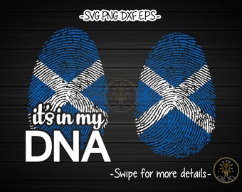 Scotland Scottish Flag It's In My DNA Fingerprint SVG Cut File Cricut Clipart