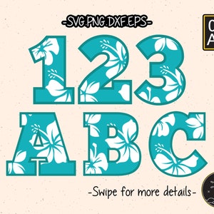 Hawaii Hibiskus Zahl Buchstabe Schrift Alphabet SVG Cricut Cut Datei Clipart
