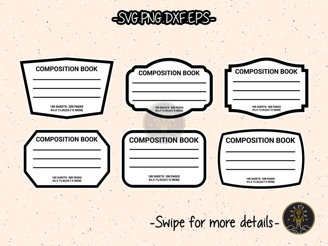 Compostition Notebook Label Tumblers Sublimation Water Slide SVG Cricut ...