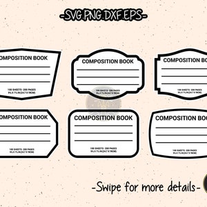 Compostition Notebook Label Tumblers Sublimation Water Slide SVG Cricut Cut File Clipart