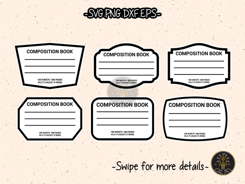 Compostition Notebook Label Tumblers Sublimation Water Slide SVG Cricut ...