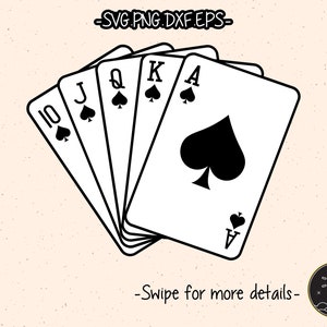 Ace Casino Playing Cards Royal Flush Poker SVG Cut File Cricut Clipart