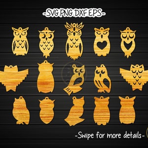 Owl Earring Template SVG Laser Cut File | Leather Wood Earring