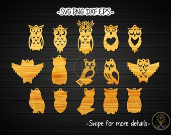 Owl Earring Template SVG Laser Cut File | Leather Wood Earring