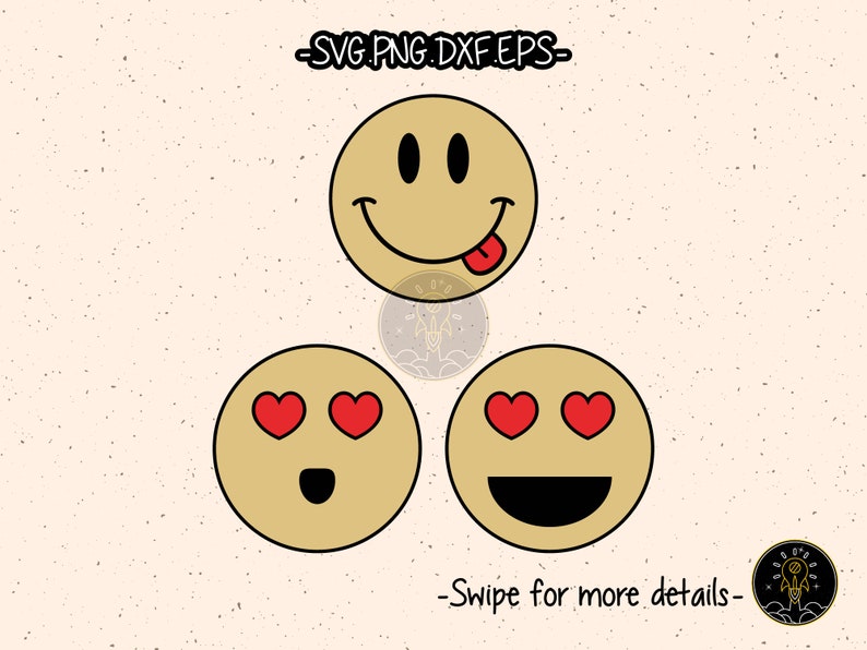 Vintage Retro Emoji Face Bundle SVG Cricut Cut File Clipart - Etsy