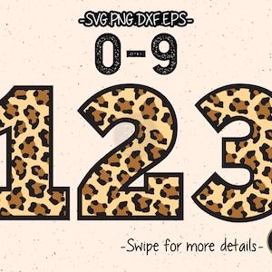 Leopard Tiger Número SVG Cortar Archivo Cricut Clipart