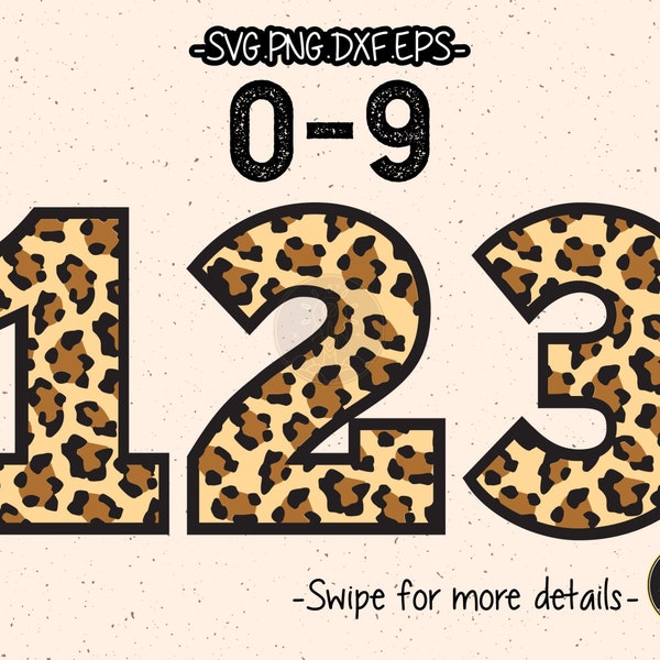 Leopard Tiger Number SVG Cut File Cricut Clipart