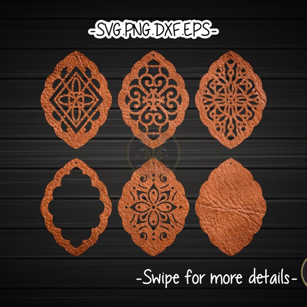 Indian Moroccan Boho Morocco Gypsy Arabic Earring Template SVG Laser Cut File | Wood Leather Earring