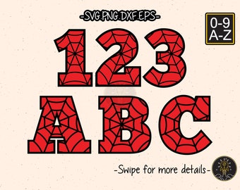 SpiderWeb Spider Number Letter Font Alphabet SVG Cricut Cut File Clipart