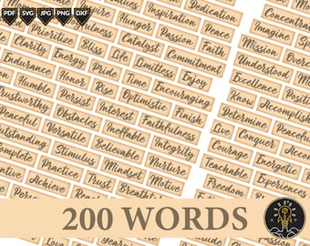Inspirational Words Sticker Embellishments, Junk Journal Ephemera (Digital Download)