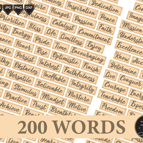 Printable Inspirational Motivational Words Sticker Embellishments for Junk Journals, Junk Journaling Words, Collage Ephemera, Vintage Quotes