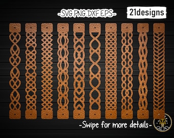 Leather Chain Bracelet Template SVG Laser Cut File