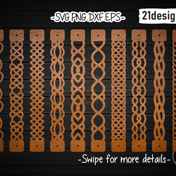Leather Chain Bracelet Template SVG Laser Cut File