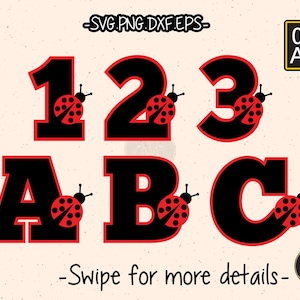 Coccinella numero lettera carattere alfabeto SVG Cricut Cut File Clipart