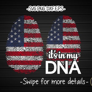 United States America USA Flag It&#39;s In My DNA Fingerprint SVG Cricut Cut File Clipart