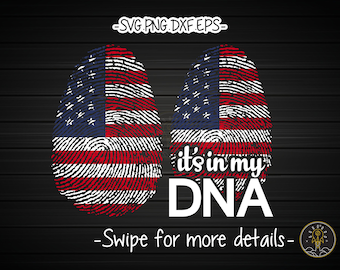 United States America USA Flag It's In My DNA Fingerprint SVG Cricut Cut File Clipart