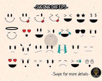 May include: A set of 24 black and white emoji faces with various expressions, including happy, sad, angry, surprised, and in love. The emojis are in a grid format on a beige background.