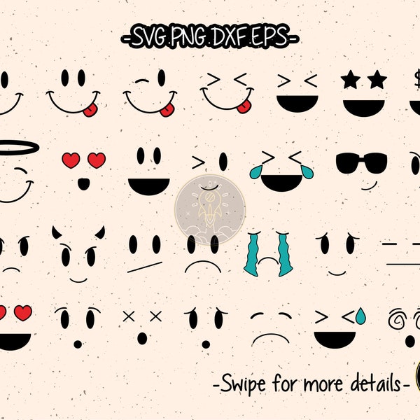 Funny Emoji SVG Bundle Emoticon Stickers Shirt Cut File Cricut Clipart