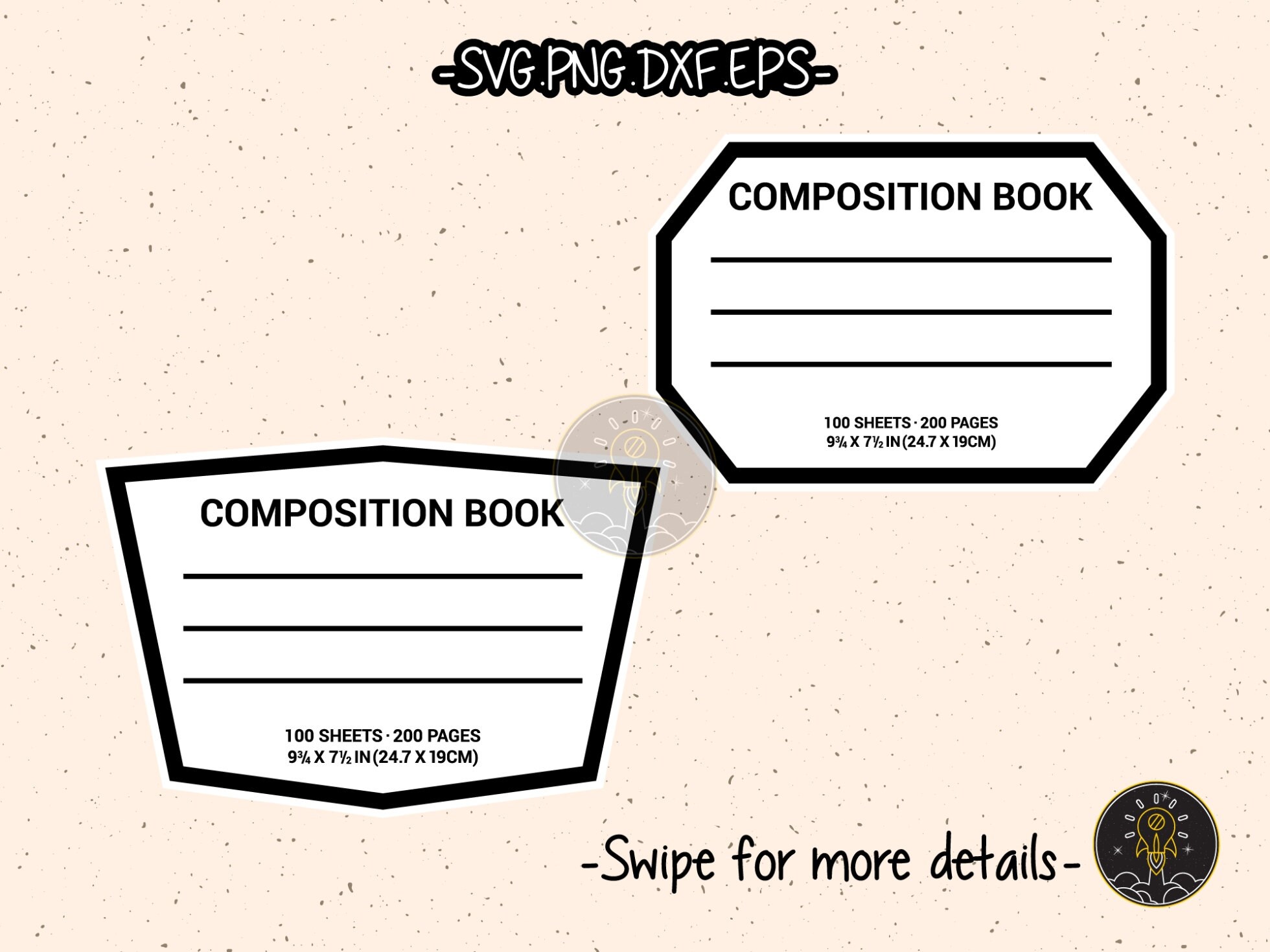 Compostition Notebook Label Tumblers Sublimation Water Slide SVG Cricut ...