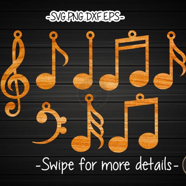 Musical Music Notes Earring Template SVG Laser Cut File
