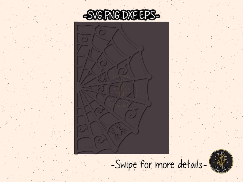 5x7 Gothic Spiderweb Halloween Wedding Invitation Template SVG Laser Cut File Cricut