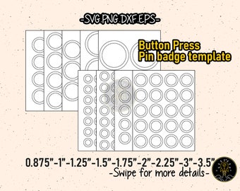 Button Press Pin Badge Template 8.5x11 Inch Paper SVG Cut File Cricut Clipart