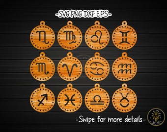 Sternzeichen Horoskop astrologische Ohrring Vorlage SVG Laser Cut Datei | Leder Holz Ohrring
