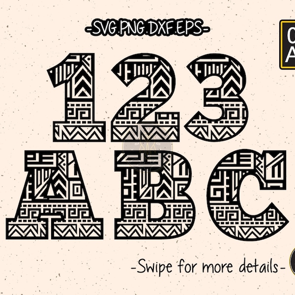 Aztec Number Letter Font Alphabet SVG Cut File Cricut Clipart