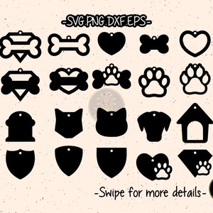Pet Tag Template SVG Laser Cut File | Dog Tag | Cat Tag | Dog Collar | Bone Tag