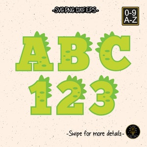 Dinosaurussen Verjaardag Nummer Letter Lettertype Alfabet SVG Cut File Clipart