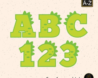 Dinosaurs Birthday Number Letter Font Alphabet SVG Cut File Clipart