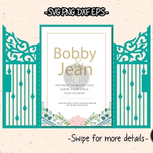 5x7 Gate Fold Lace Wedding Invitation Template SVG Laser Cut File Cricut