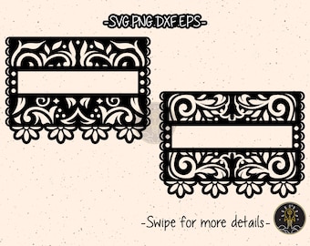 Custom Blank Papel Picado Decoration Banner Mexican Fiesta Bunting SVG Cut File Cricut