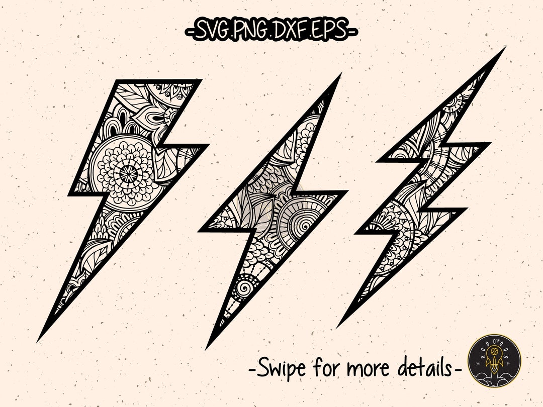Flash Lightning Bolt Thunder Mandala Zentangle SVG Laser Cut File CNC