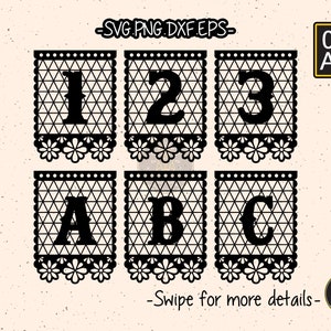 Papel Picado Number Letter Alphabet SVG Cut File Cricut Clipart