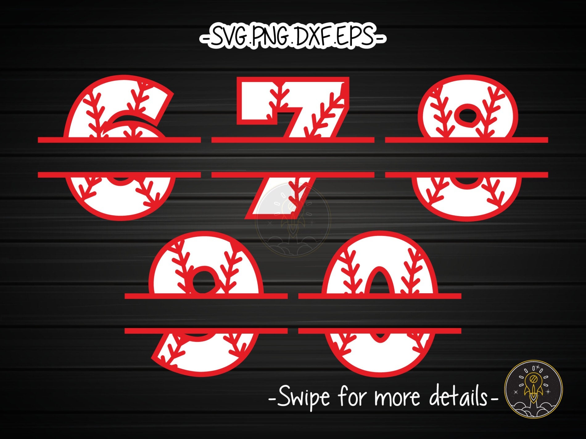 Baseball Split Monogram Numbers SVG Cut File Cricut - Etsy