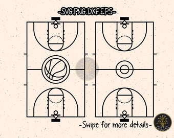 Basketbalveld veld SVG gesneden bestand Cricut clipart